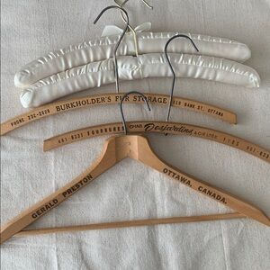 Home | Assorted Vintage Wooden and Padded Hangers, Lot of 5
